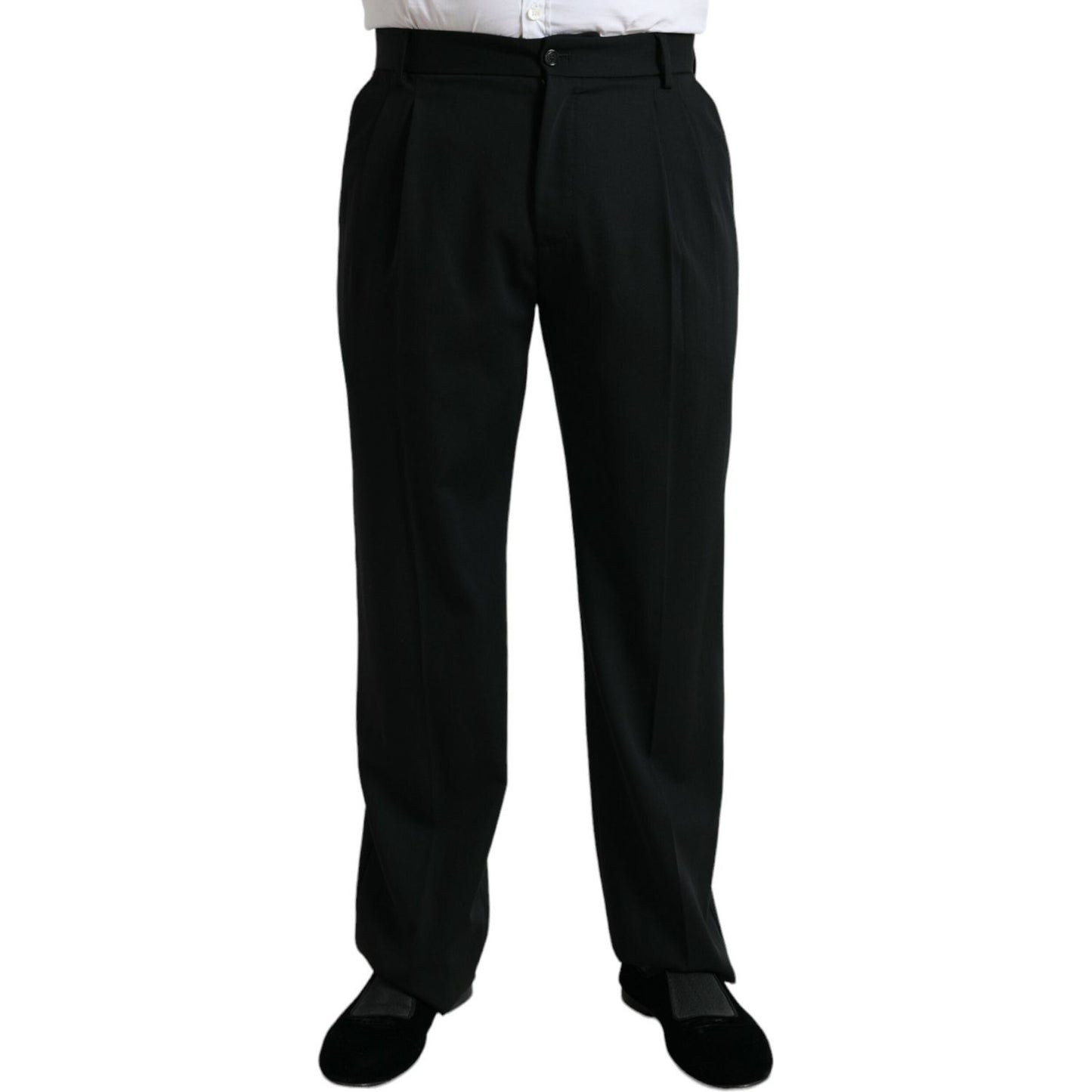 Dolce & Gabbana Black Wool Formal Straight Fit Dress Pants Dolce & Gabbana