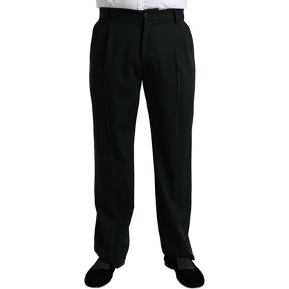 Dolce & Gabbana Black Wool Formal Straight Fit Dress Pants Dolce & Gabbana