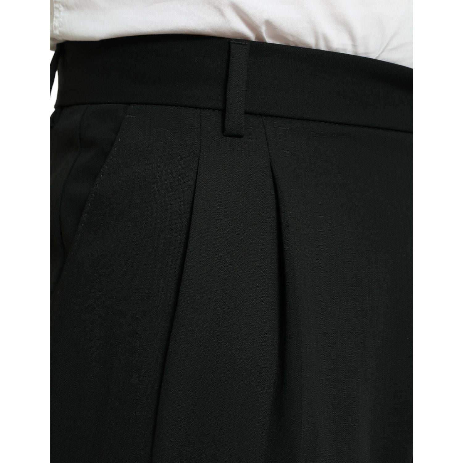 Dolce & Gabbana Black Wool Formal Straight Fit Dress Pants