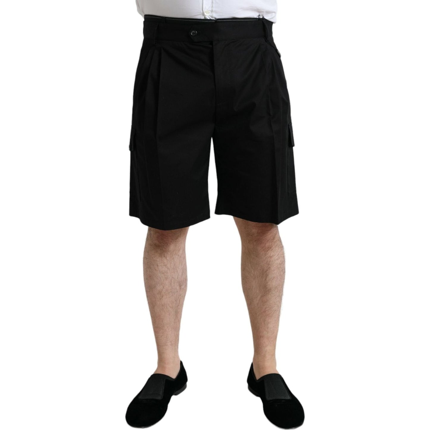 Dolce & Gabbana Black Cotton Stretch Cargo Bermuda Shorts Dolce & Gabbana