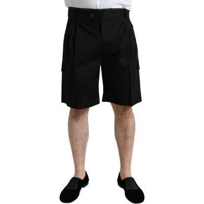 Dolce & Gabbana Black Cotton Stretch Cargo Bermuda Shorts Dolce & Gabbana