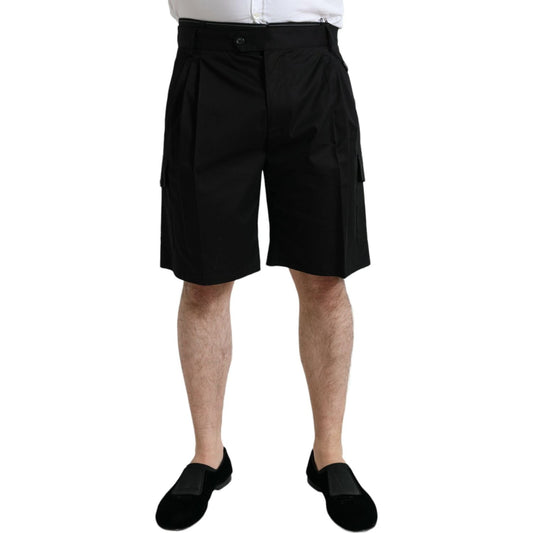 Dolce & Gabbana Black Cotton Stretch Cargo Bermuda Shorts Dolce & Gabbana