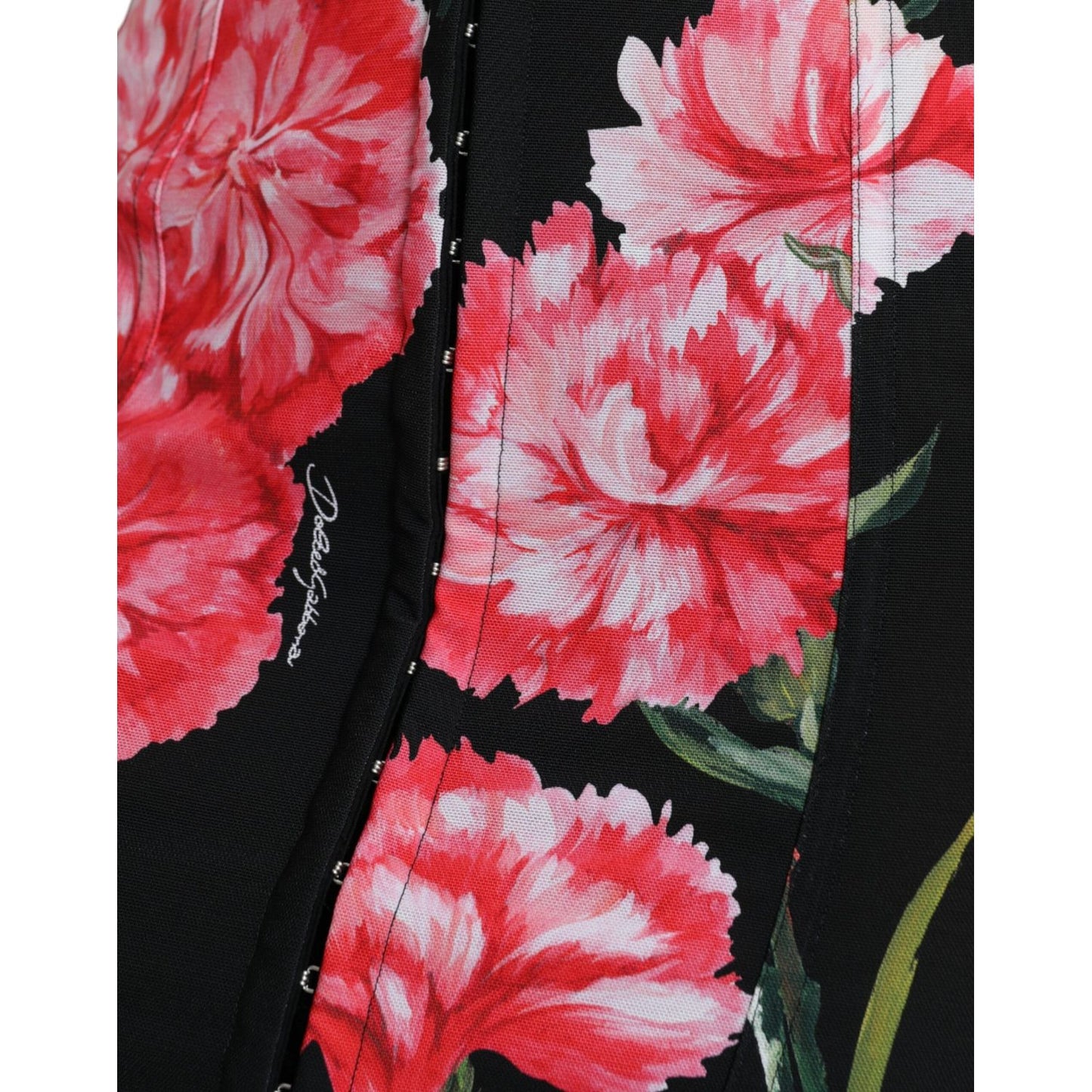 Dolce & Gabbana Black Carnation Pencil Cut Knee Length Skirt Dolce & Gabbana