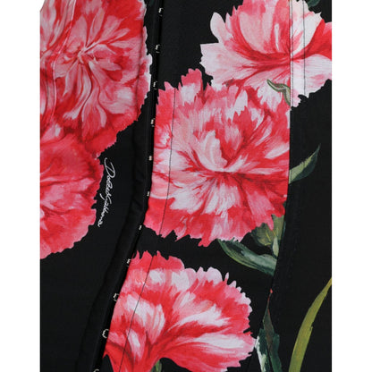 Dolce & Gabbana Black Carnation Pencil Cut Knee Length Skirt Dolce & Gabbana