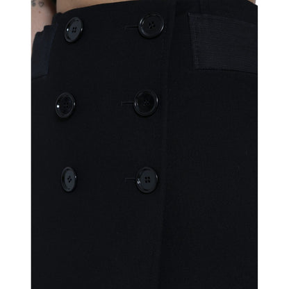 Dolce & Gabbana Black Wool Button High Waist Aline Mini Skirt Dolce & Gabbana