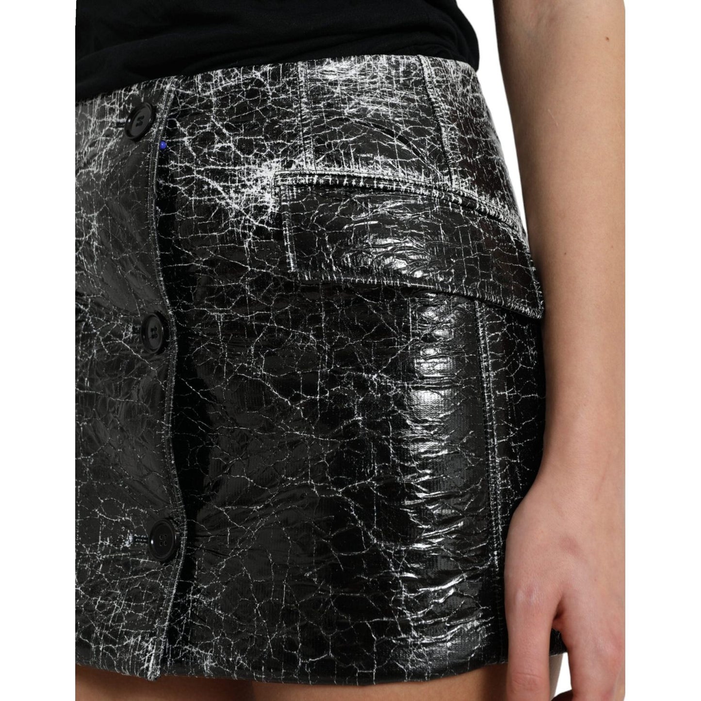 Dolce & Gabbana Black Cotton Blend High Waist Mini Skirt Dolce & Gabbana