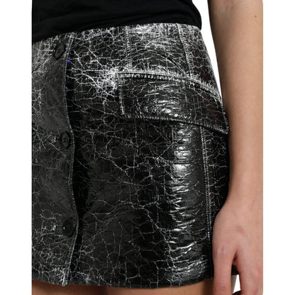 Dolce & Gabbana Black Cotton Blend High Waist Mini Skirt Dolce & Gabbana