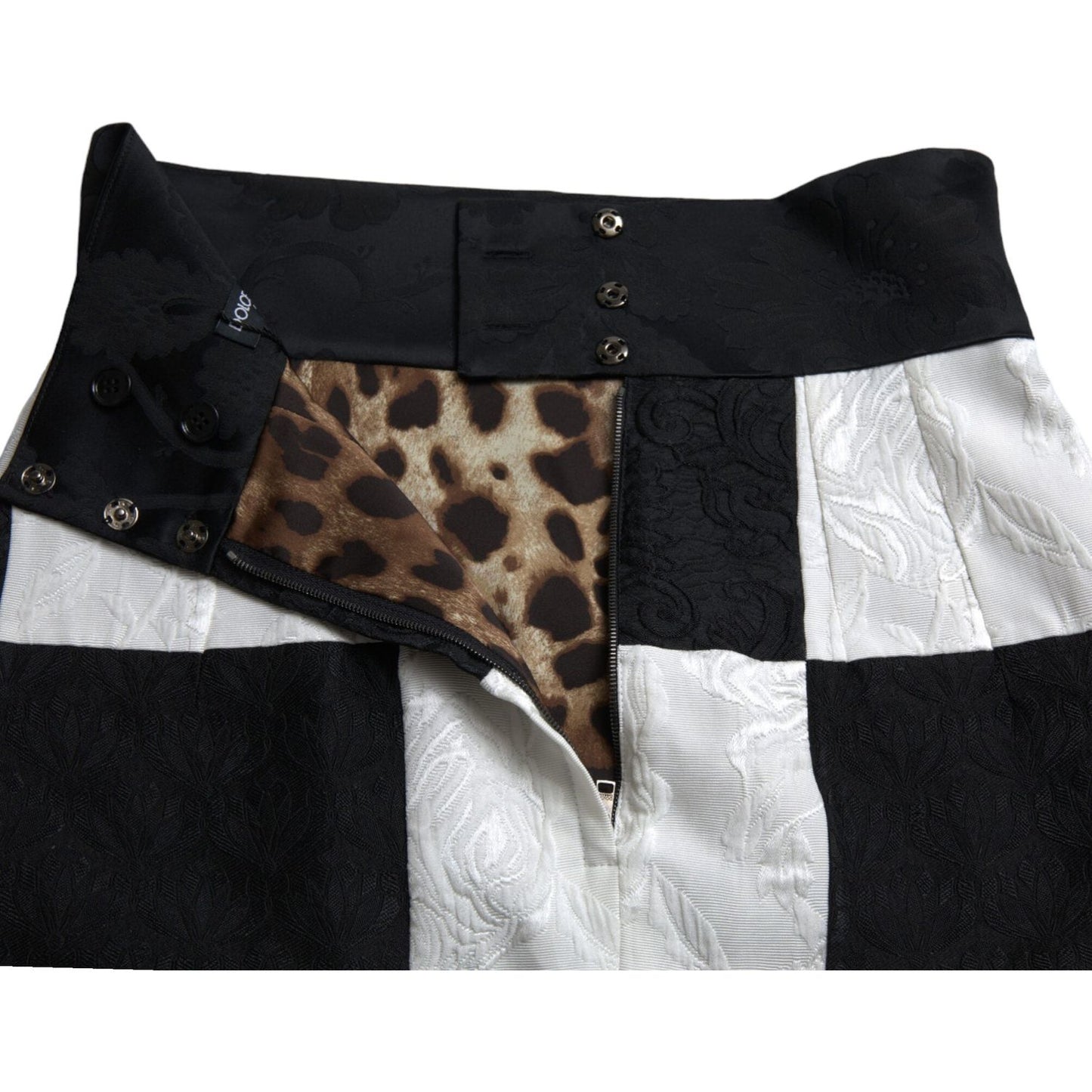 Dolce & Gabbana Black White Floral Brocade High Waist Skirt Dolce & Gabbana