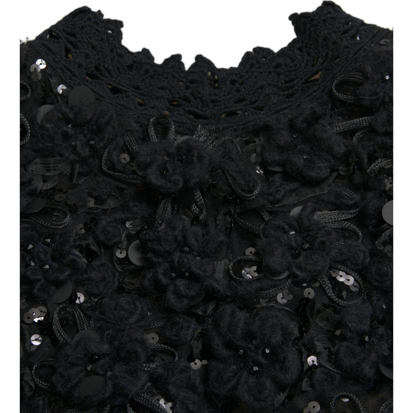 Dolce & Gabbana Black Sequined Embellished Pullover Sweater Dolce & Gabbana