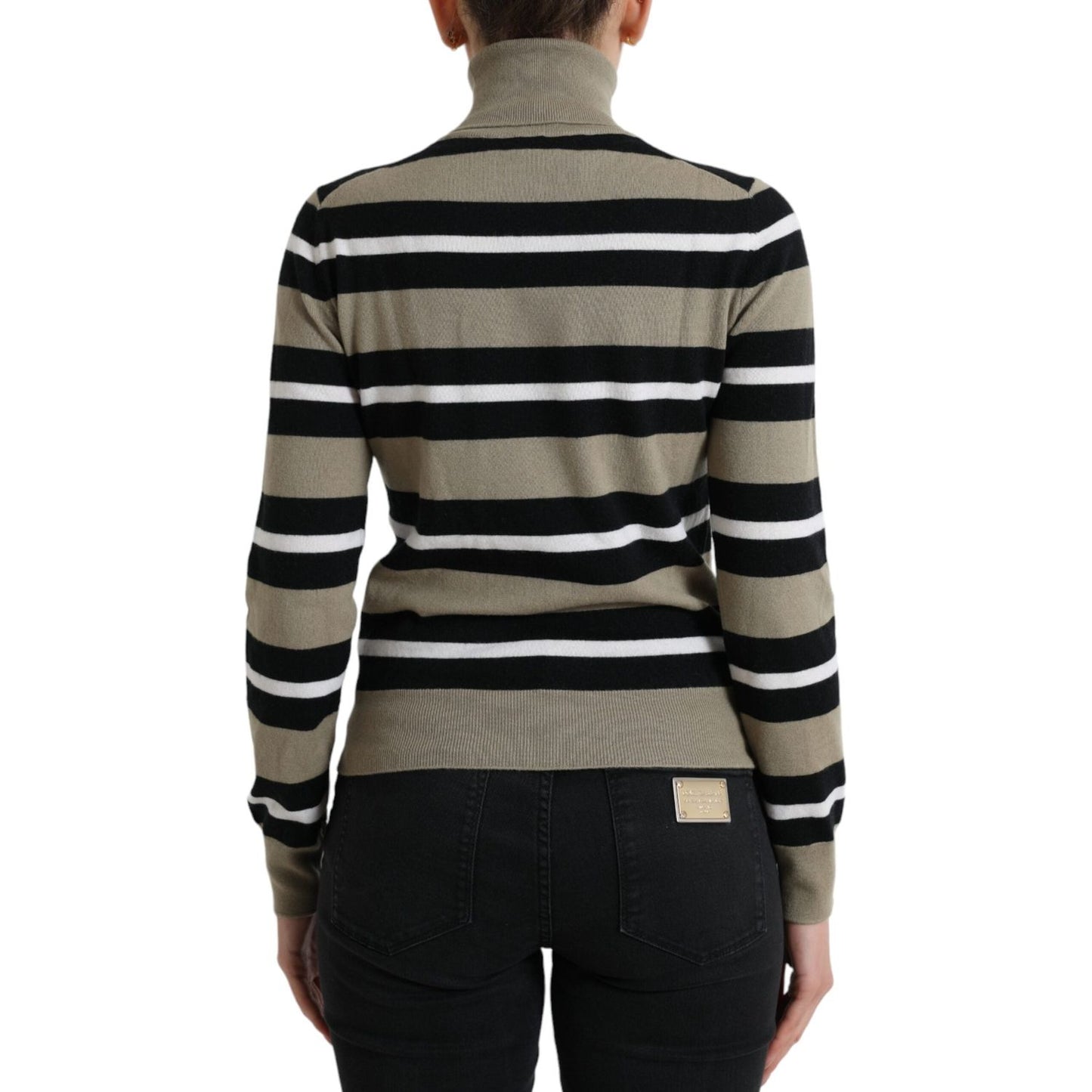 Dolce & Gabbana Multicolor Stripes Logo Turtle Neck Pullover Sweater Dolce & Gabbana