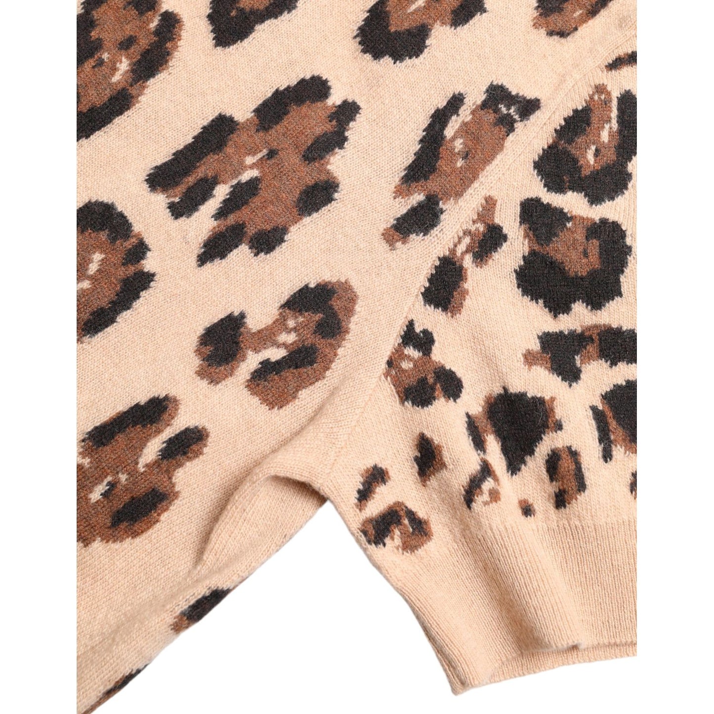 Dolce & Gabbana Beige Leopard Print Wool Turtleneck Top Dolce & Gabbana