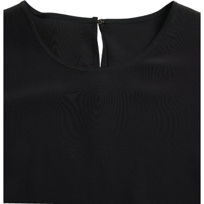 Dolce & Gabbana Black Silk Round Neck Short Sleeve Blouse Top Dolce & Gabbana