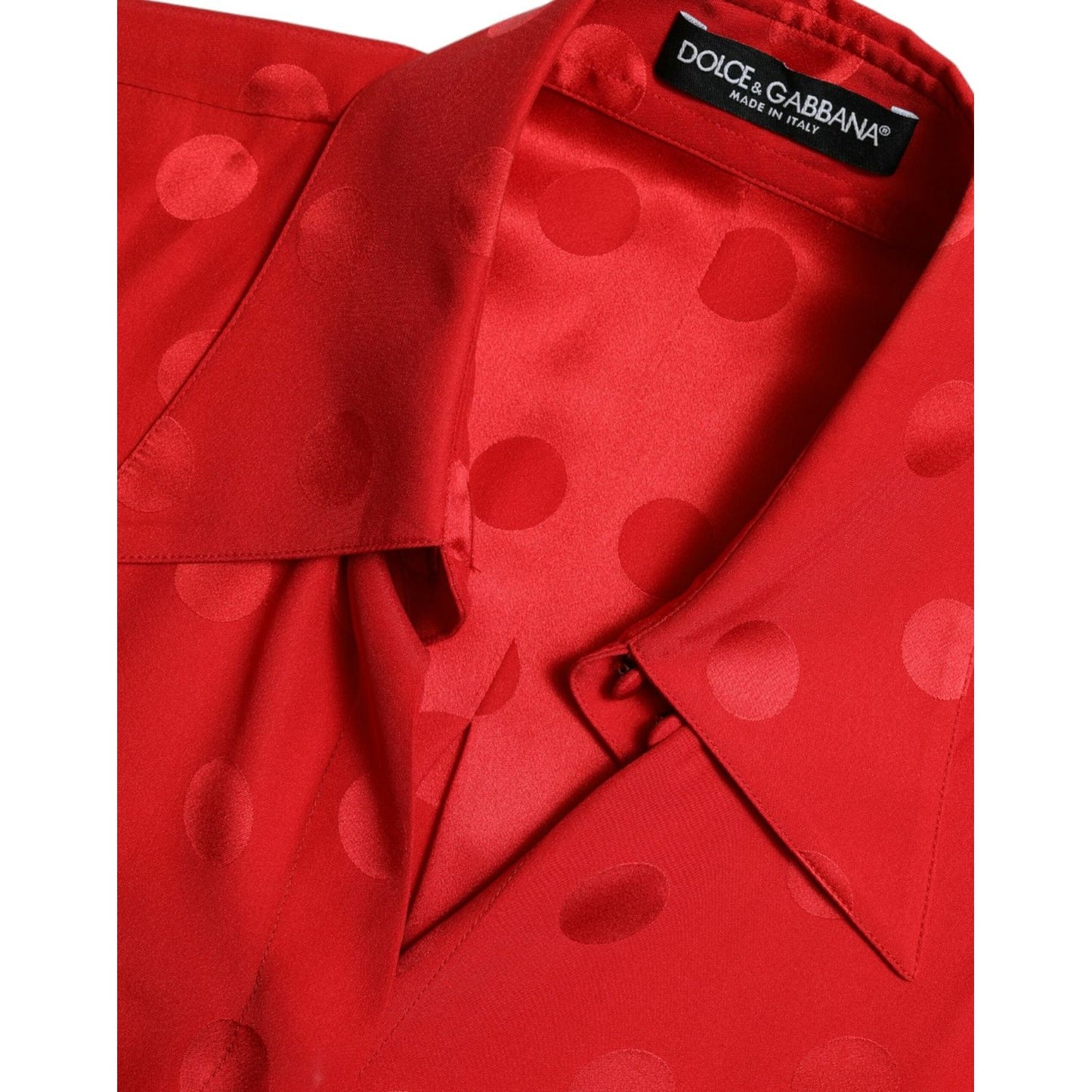 Dolce & Gabbana Red Polka Dot Sleeveless Collared Blouse Top Dolce & Gabbana