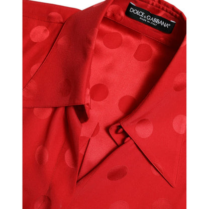 Dolce & Gabbana Red Polka Dot Sleeveless Collared Blouse Top Dolce & Gabbana