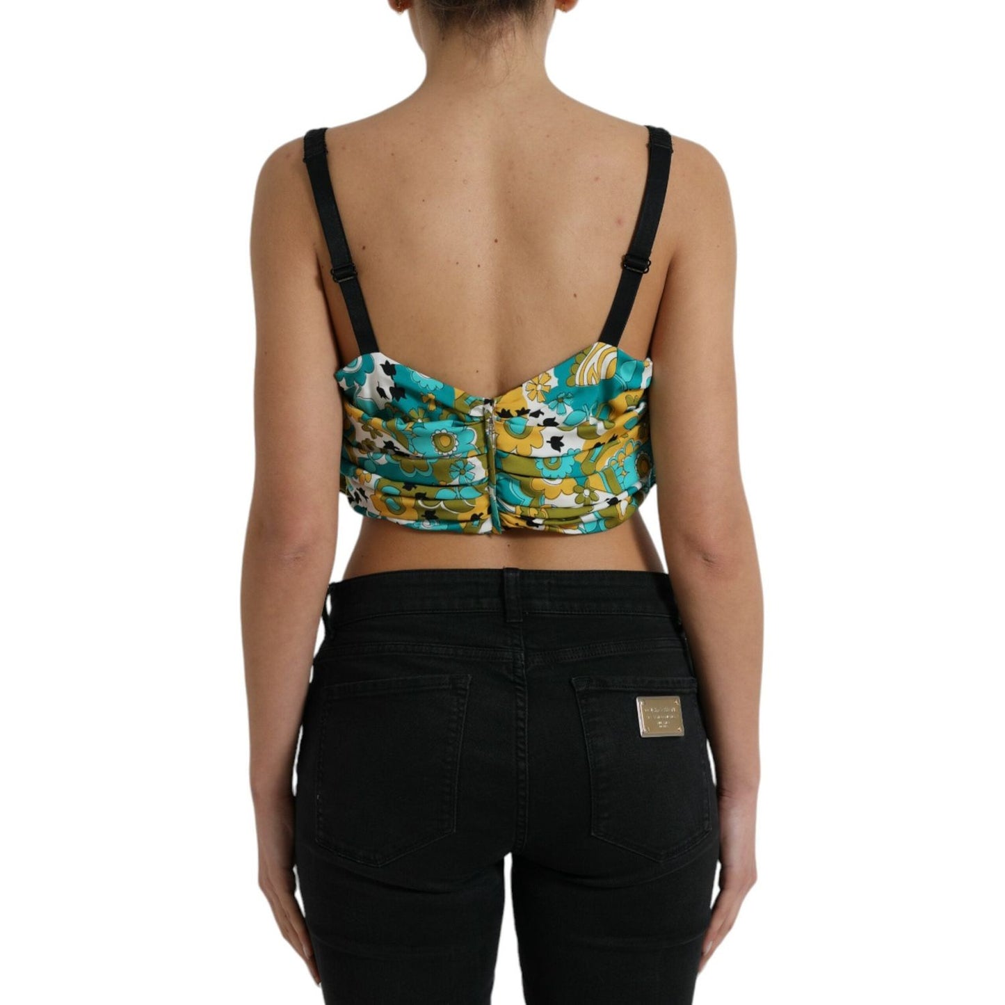 Dolce & Gabbana Multicolor Floral Sleeveless Cropped Top Dolce & Gabbana