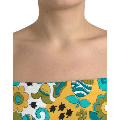 Dolce & Gabbana Multicolor Floral Sleeveless Cropped Top Dolce & Gabbana