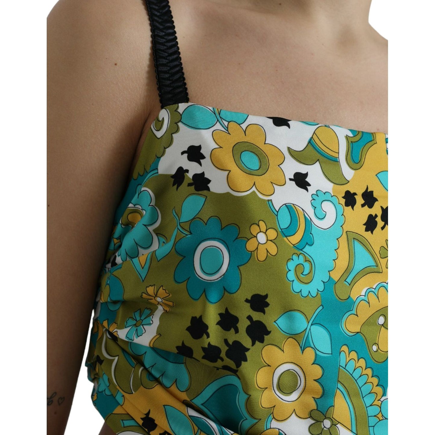 Dolce & Gabbana Multicolor Floral Sleeveless Cropped Top Dolce & Gabbana