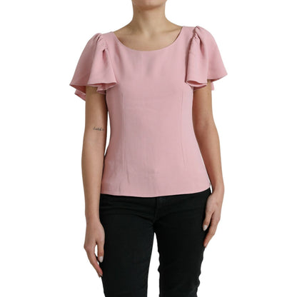 Dolce & Gabbana Pink Short Sleeves Round Neck Blouse Top Dolce & Gabbana