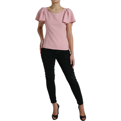 Dolce & Gabbana Pink Short Sleeves Round Neck Blouse Top Dolce & Gabbana
