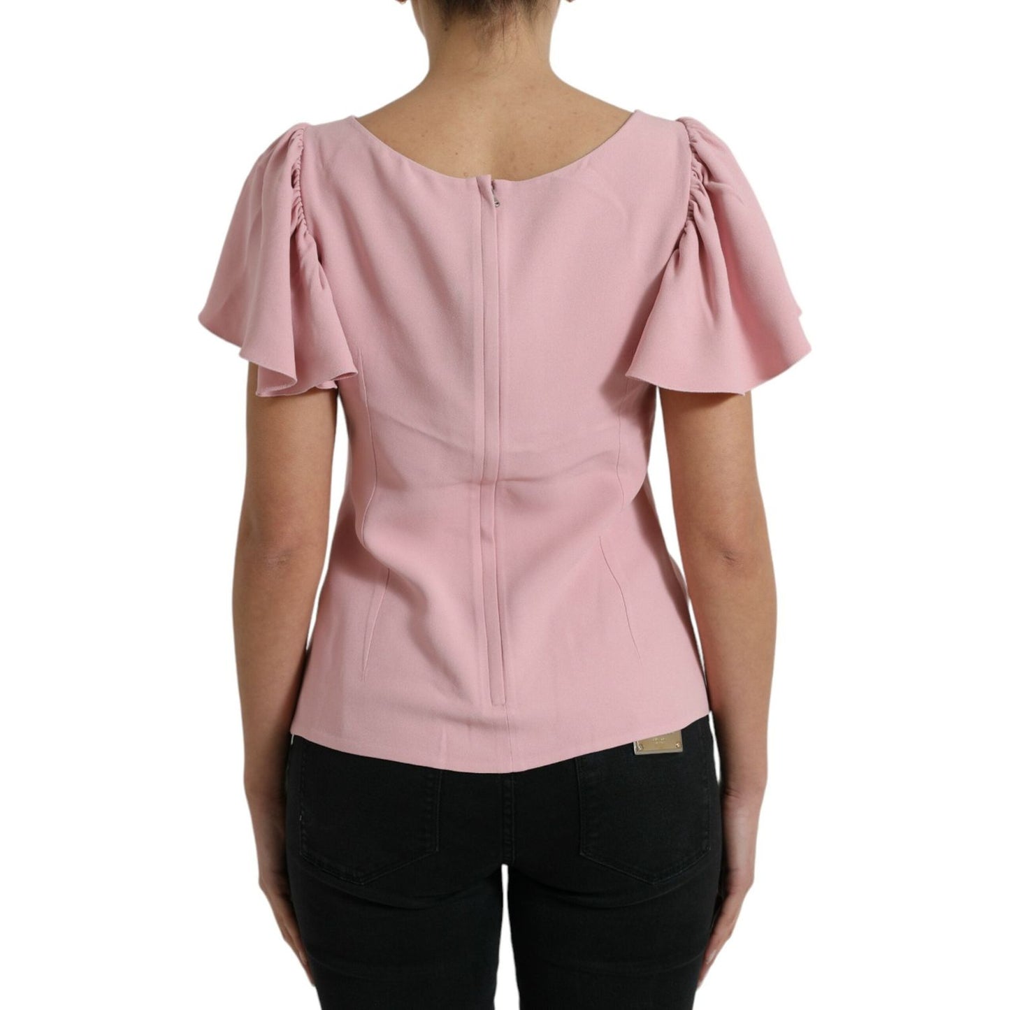 Dolce & Gabbana Pink Short Sleeves Round Neck Blouse Top Dolce & Gabbana