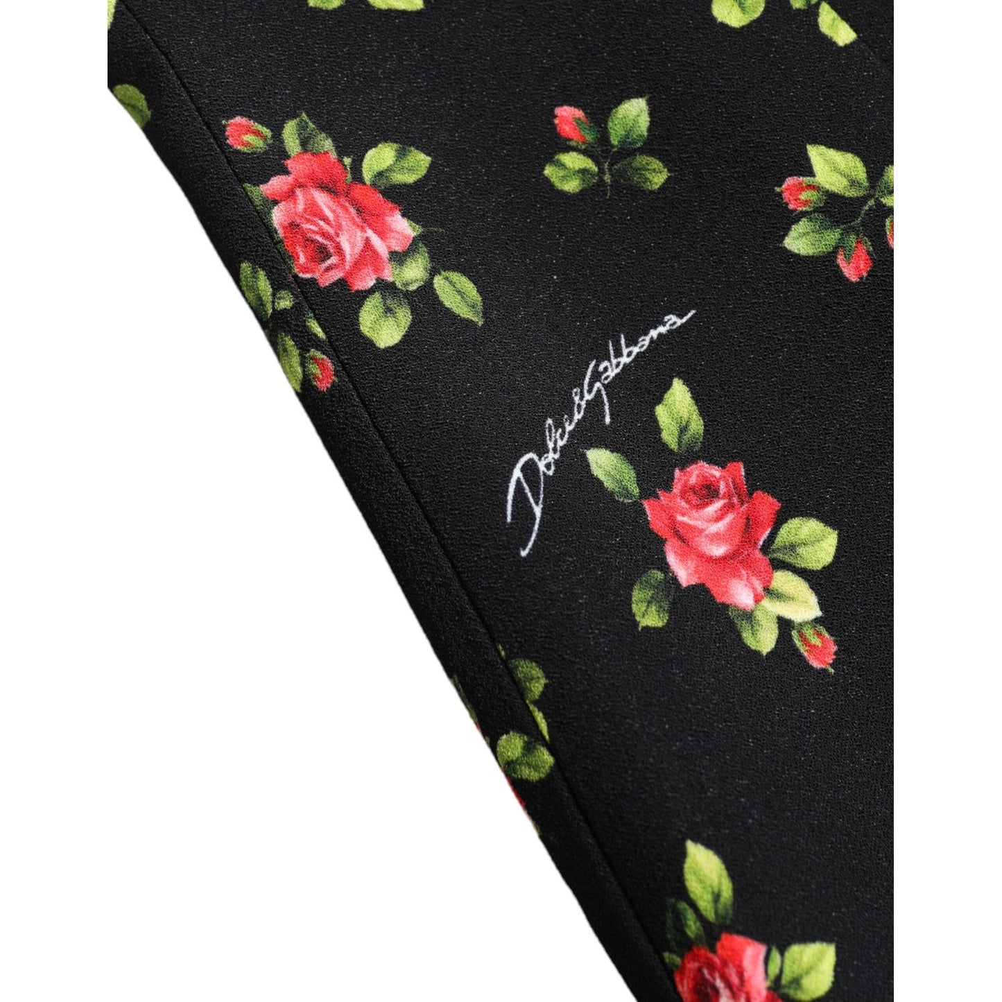 Dolce & Gabbana Black Rose Print Turtle Neck Blouse Top Dolce & Gabbana