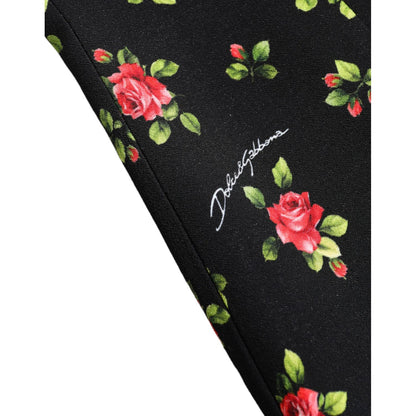 Dolce & Gabbana Black Rose Print Turtle Neck Blouse Top Dolce & Gabbana