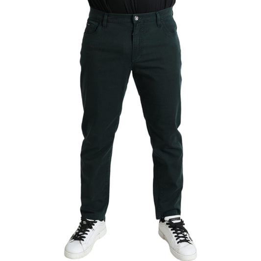Dolce & Gabbana Green Cotton Stretch Skinny Men Denim Jeans
