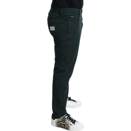Dolce & Gabbana Green Cotton Stretch Skinny Men Denim Jeans