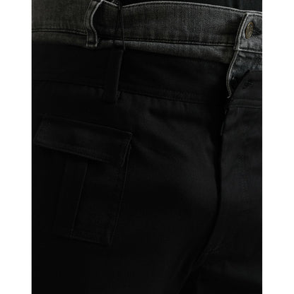 Dolce & Gabbana Black Gray Slim Cotton Denim Jeans Pants Dolce & Gabbana