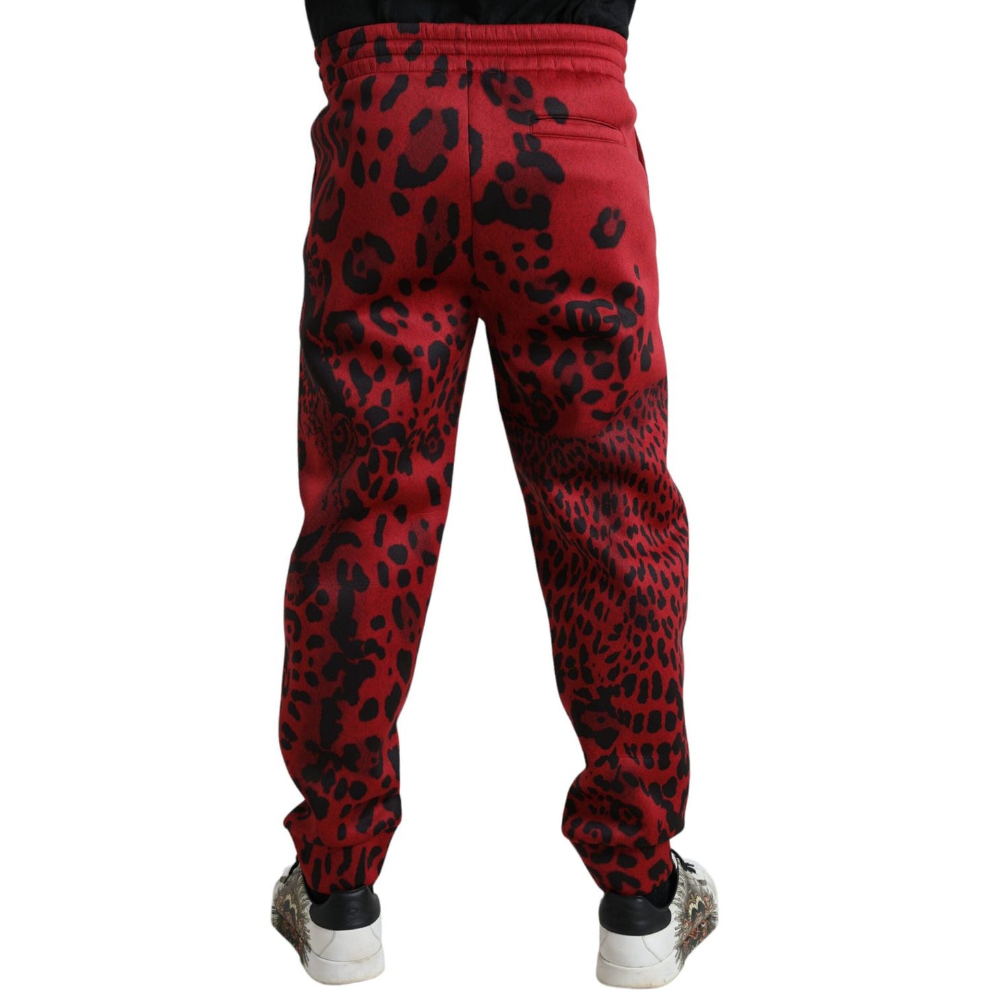 Dolce & Gabbana Red Black Leopard Stretch Jogger Pants Dolce & Gabbana