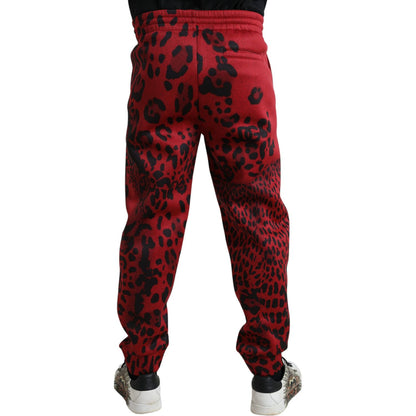 Dolce & Gabbana Red Black Leopard Stretch Jogger Pants Dolce & Gabbana