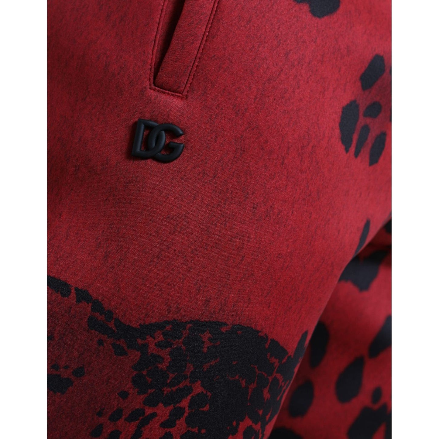 Dolce & Gabbana Red Black Leopard Stretch Jogger Pants Dolce & Gabbana
