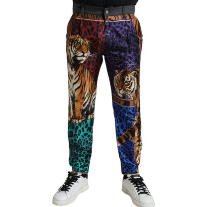 Dolce & Gabbana Multicolor Tiger Cotton Loose Denim Jeans Dolce & Gabbana