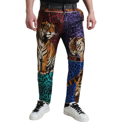Dolce & Gabbana Multicolor Tiger Cotton Loose Denim Jeans Dolce & Gabbana