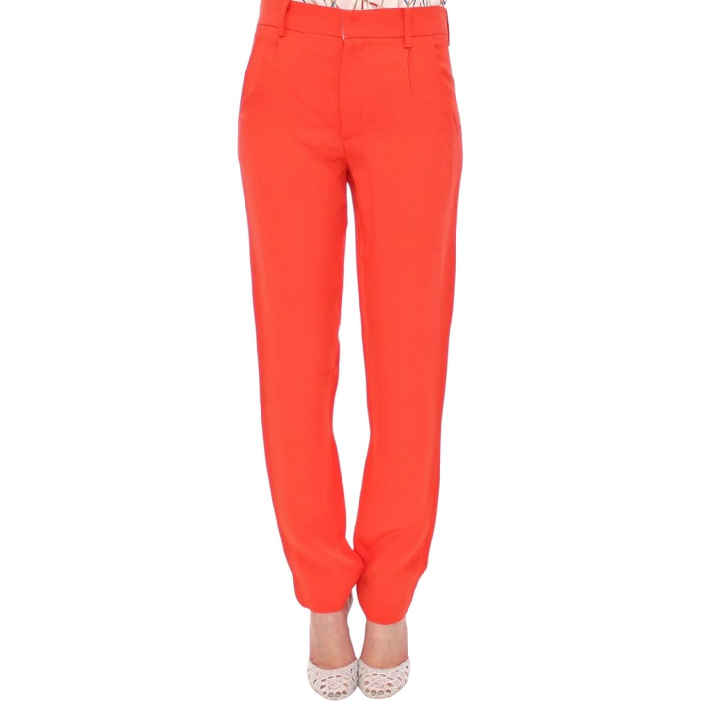 Chic Orange Boyfriend Pants - Italian Crafted