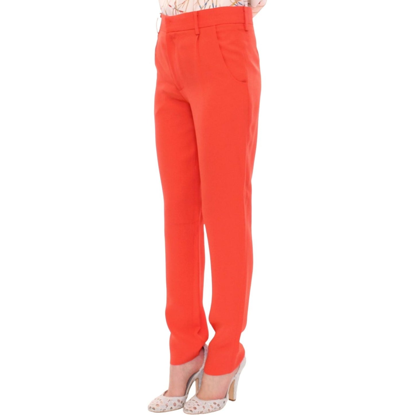 Chic Orange Boyfriend Pants - Italian Crafted