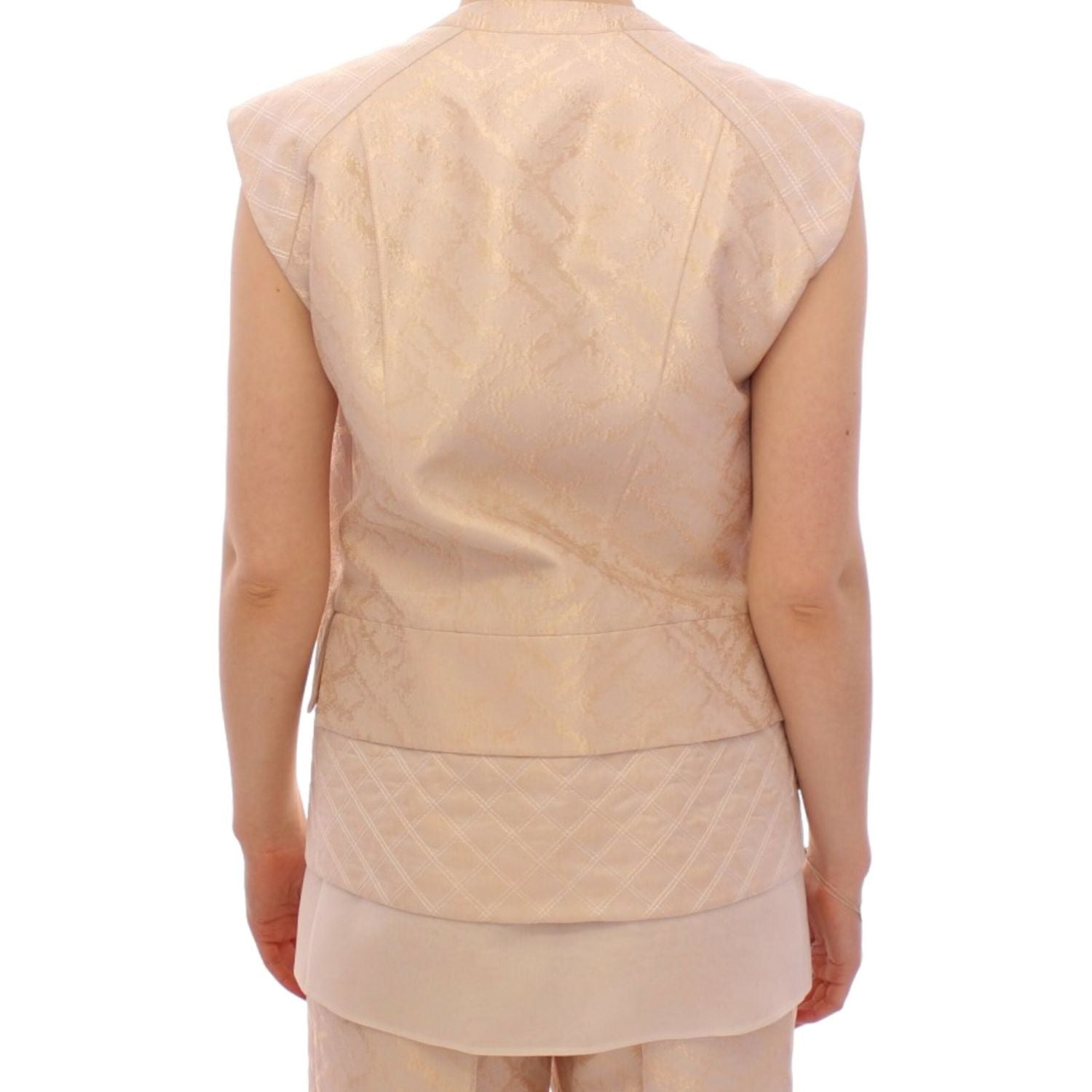 Zeyneptosun Beige brocade sleeveless jacket