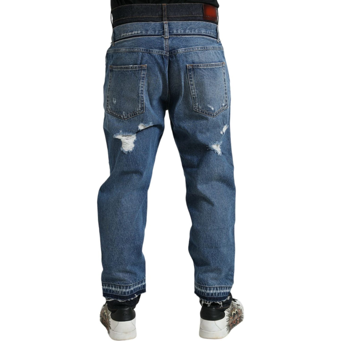 Dolce & Gabbana Blue Tattered Cotton Men Denim Jeans Dolce & Gabbana
