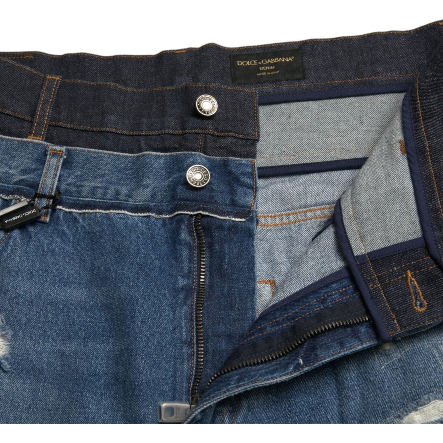 Dolce & Gabbana Blue Tattered Cotton Men Denim Jeans Dolce & Gabbana