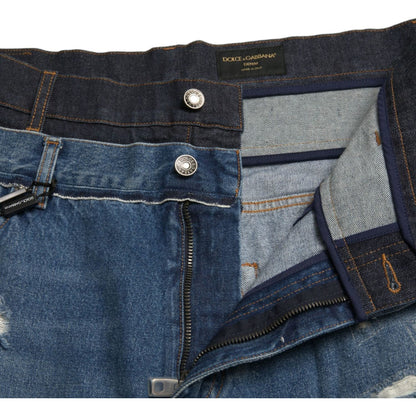 Dolce & Gabbana Blue Tattered Cotton Men Denim Jeans Dolce & Gabbana