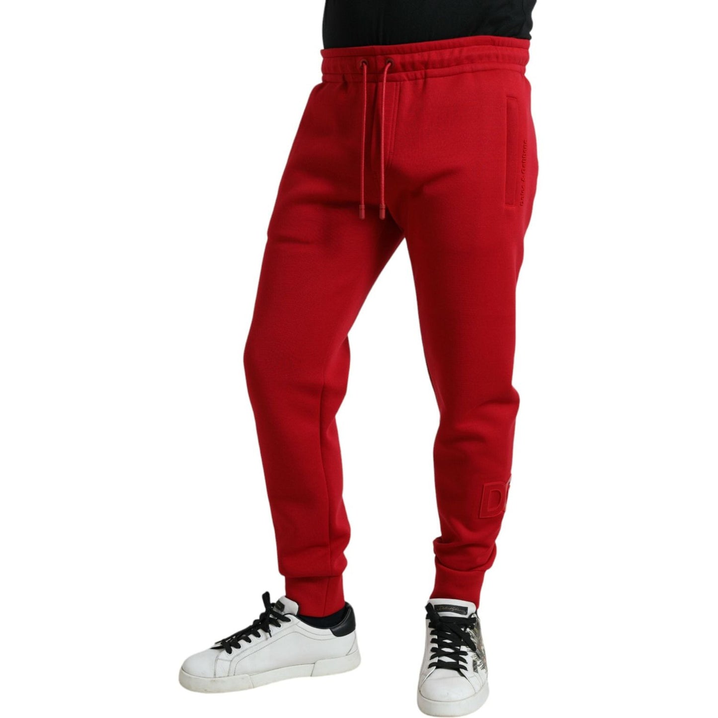Dolce & Gabbana Red Cotton Blend Skinny Jogger Pants Dolce & Gabbana