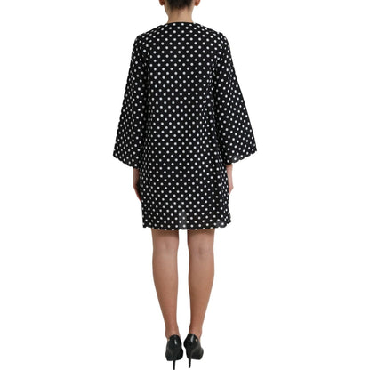 Dolce & Gabbana Black White Polka Dot Nylon Shift Mini Dress Dolce & Gabbana