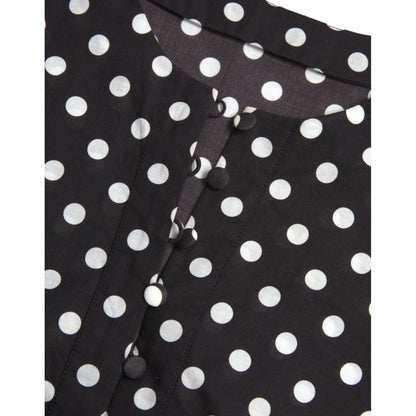 Dolce & Gabbana Black White Polka Dot Nylon Shift Mini Dress Dolce & Gabbana