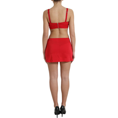 Dolce & Gabbana Red Cutout Nylon Sheath Sleeveless Mini Dress Dolce & Gabbana