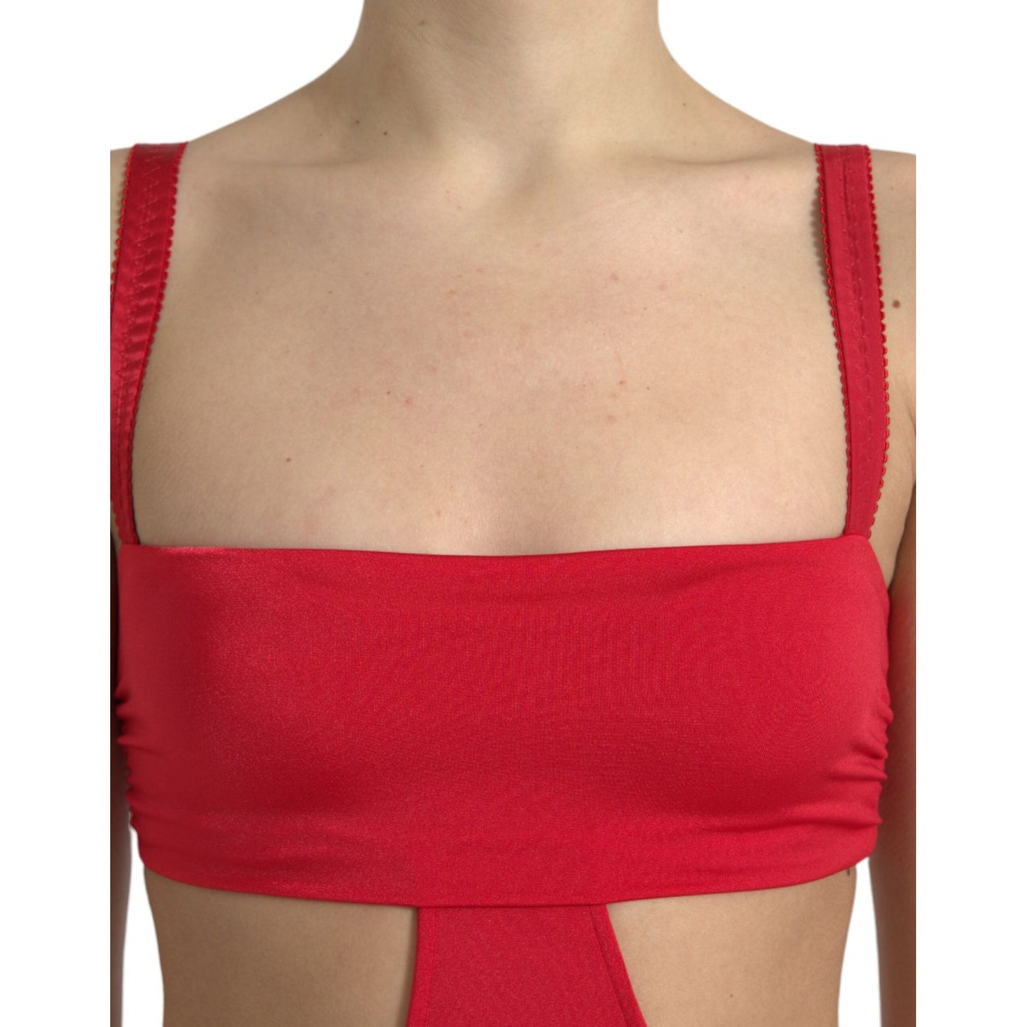 Dolce & Gabbana Red Cutout Nylon Sheath Sleeveless Mini Dress Dolce & Gabbana