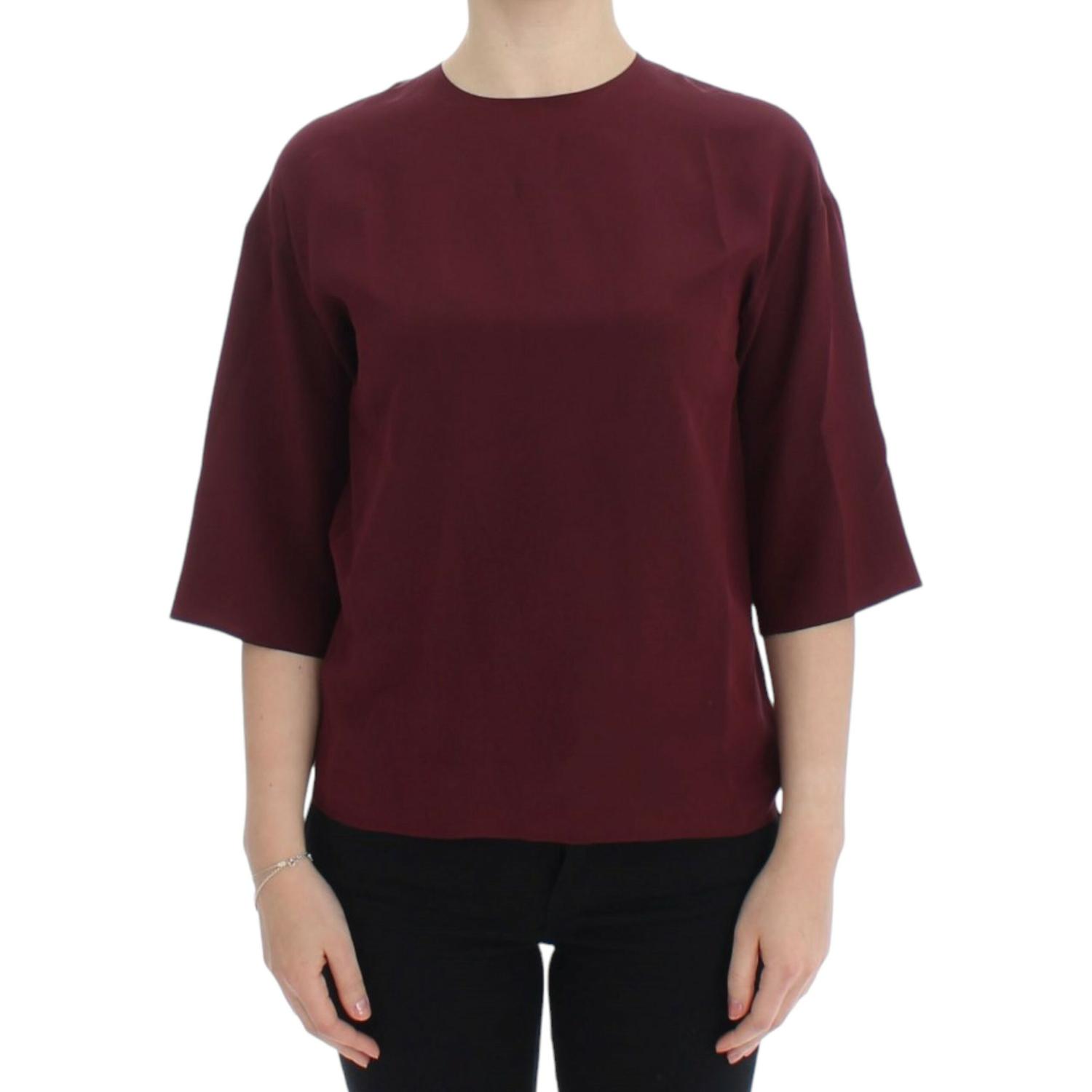 Dolce & Gabbana Red 3/4 sleeve silk blouse