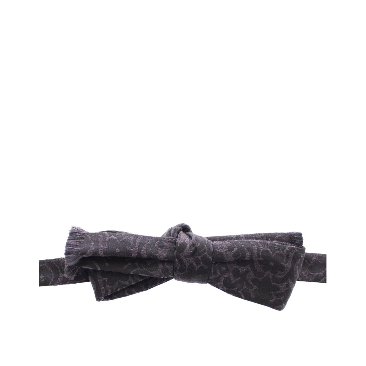 Dolce & Gabbana Gray Black Wool Silk Bow Tie