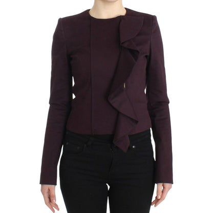 GF Ferre Purple Ruched Jacket Coat Blazer Short GF Ferre