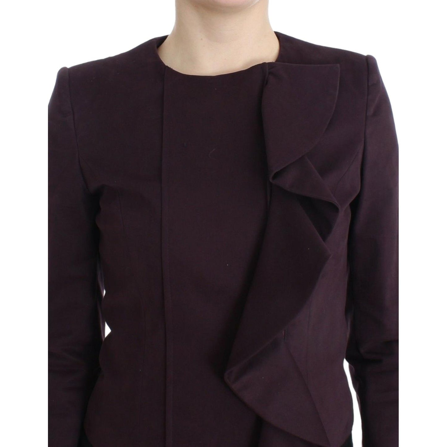 GF Ferre Purple Ruched Jacket Coat Blazer Short GF Ferre