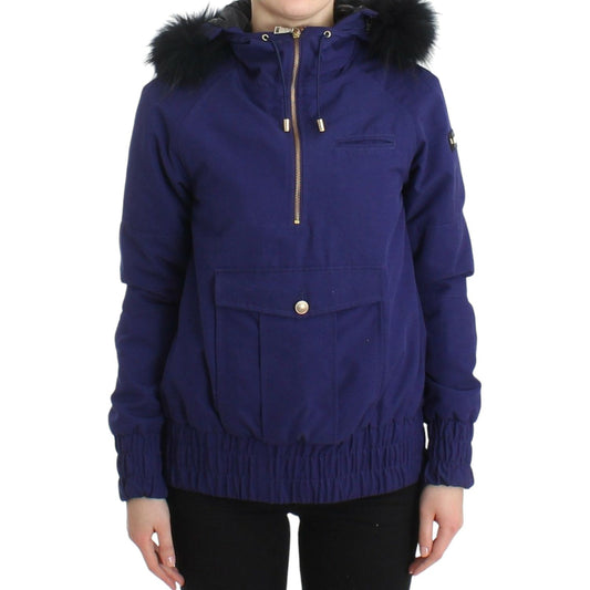 GF Ferre Blue Padded Jacket Hooded Short K-Way GF Ferre
